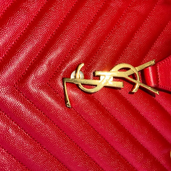 Saint Laurent Large Red “Cassandre” Tote  & Matching Wallet - Picture 14 of 16